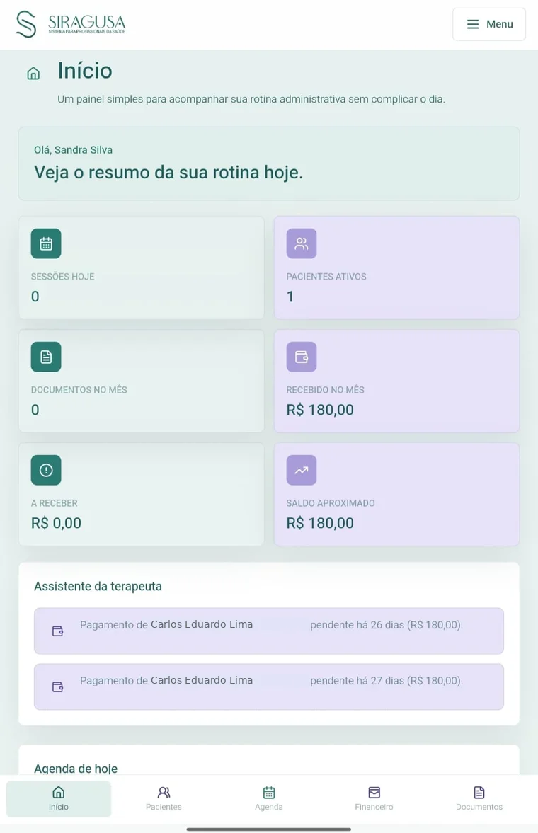 Tela de Início do Siragusa