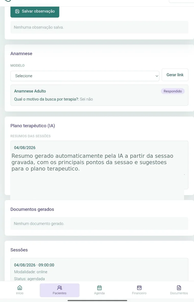 Tela de Pacientes do Siragusa